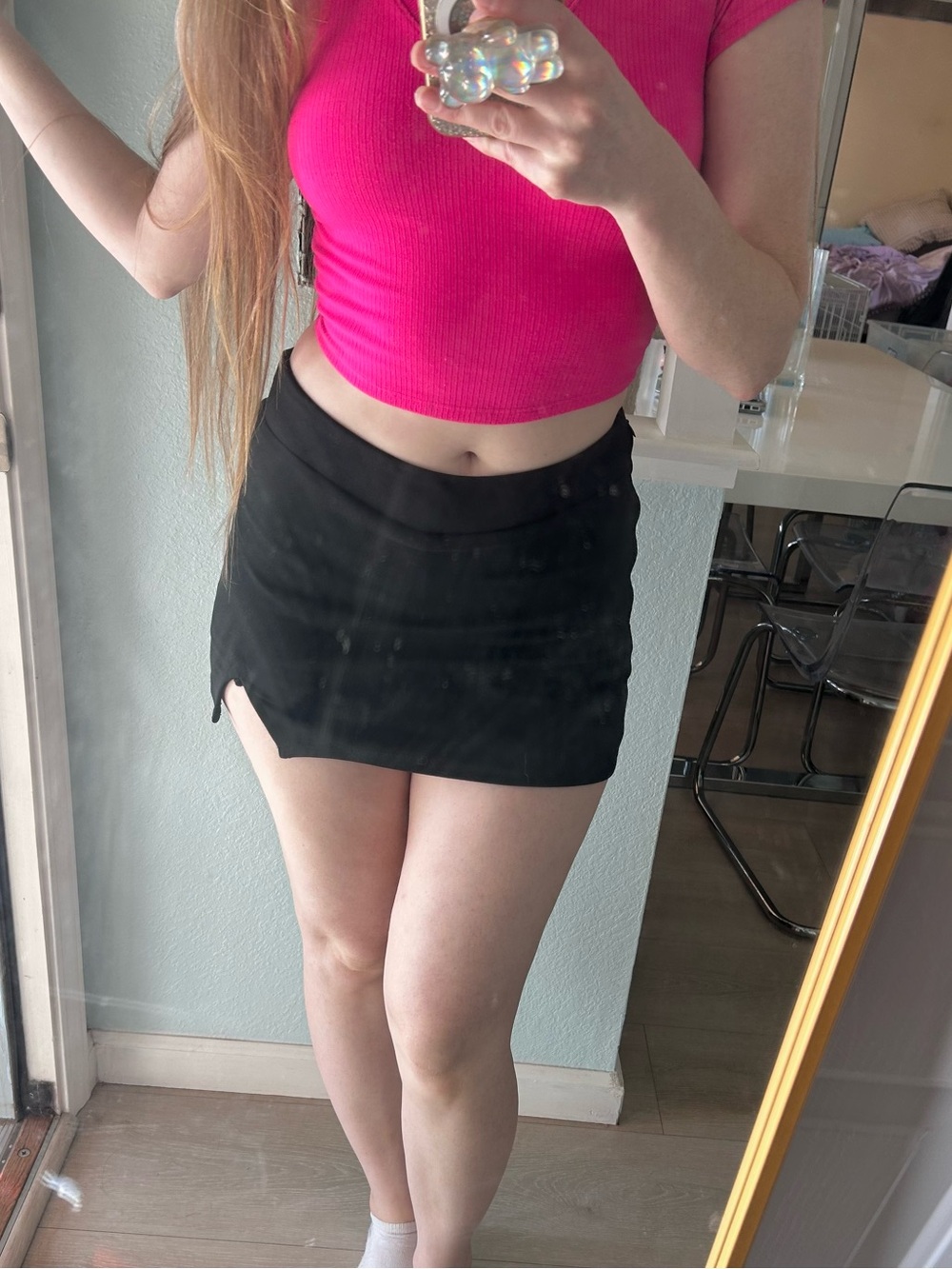 Black Mini Skirt with Built In Shorts Sleek Everyday Women's Skirt